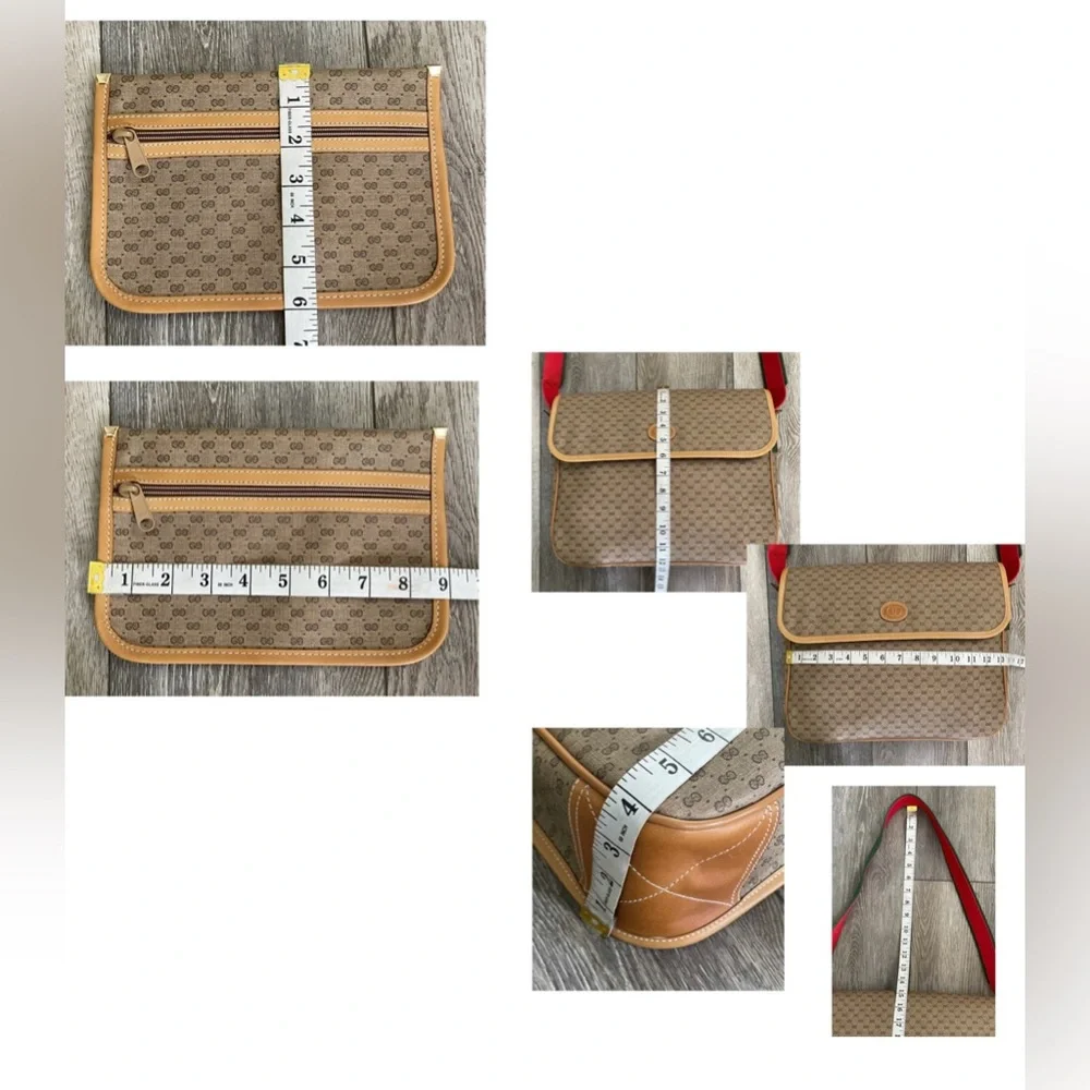 Pristine Vtg Gucci Tan PVC Micro GG Monogram Messenger Shoulder Bag & Pouch - Picture 16 of 16